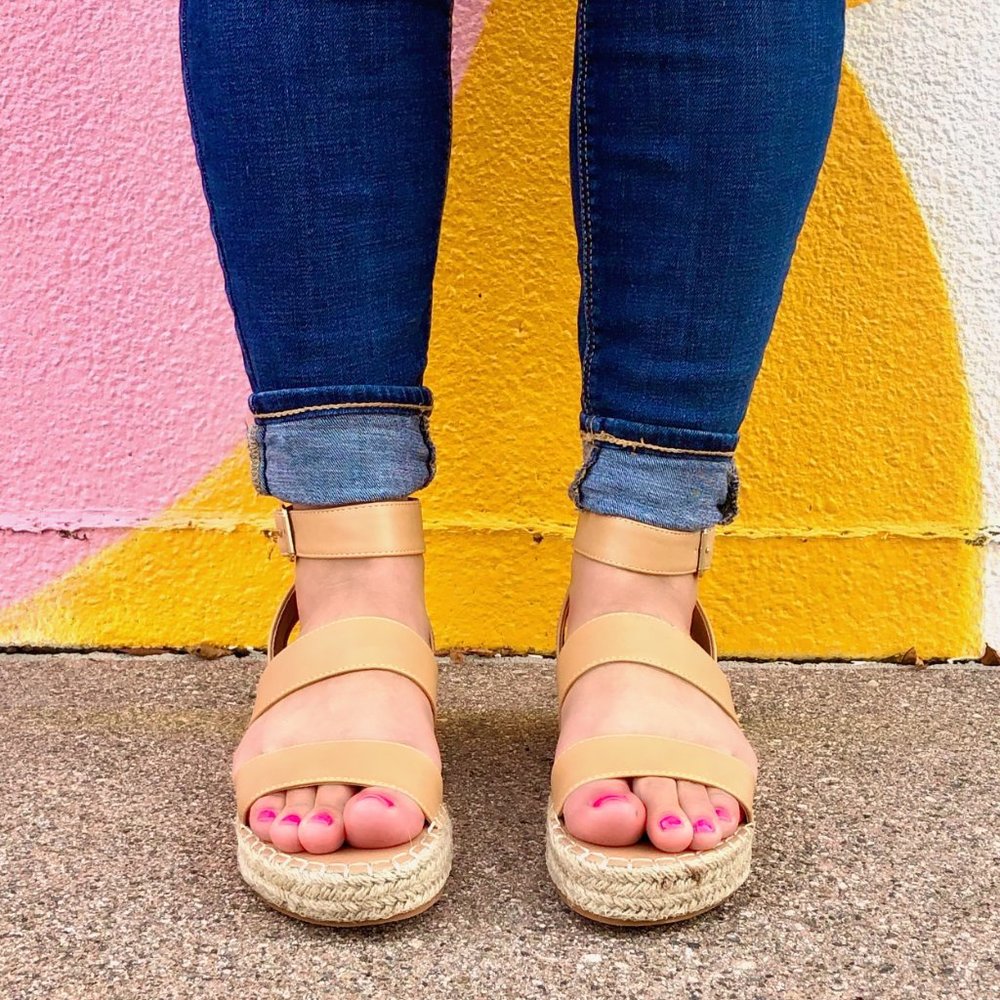 FINAL PRICE! Butterscotch Tan Platform Espadrille Sandals - Picture 3 of 6